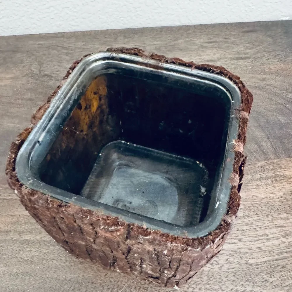 Wood Bark Rustic Glass Planter Pot Vase